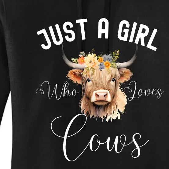 Just A Girl Who Loves Cows Funny Cute Cow For Girls Women Women's Pullover Hoodie