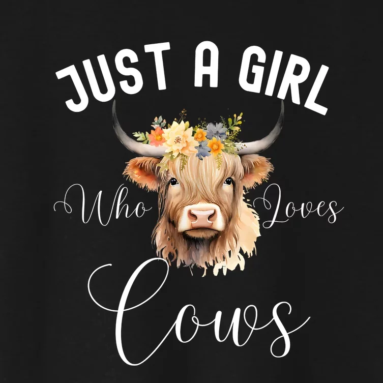 Just A Girl Who Loves Cows Funny Cute Cow For Girls Women Women's Crop Top Tee