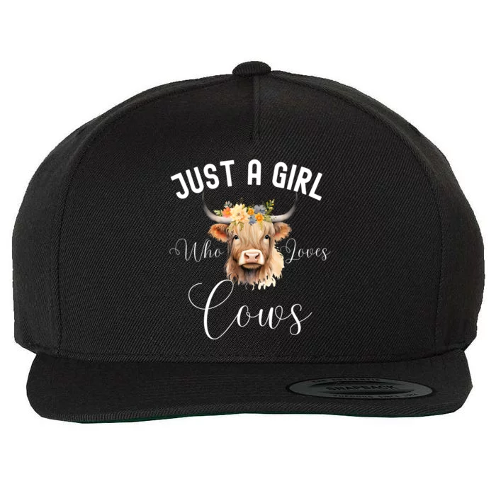 Just A Girl Who Loves Cows Funny Cute Cow For Girls Women Wool Snapback Cap