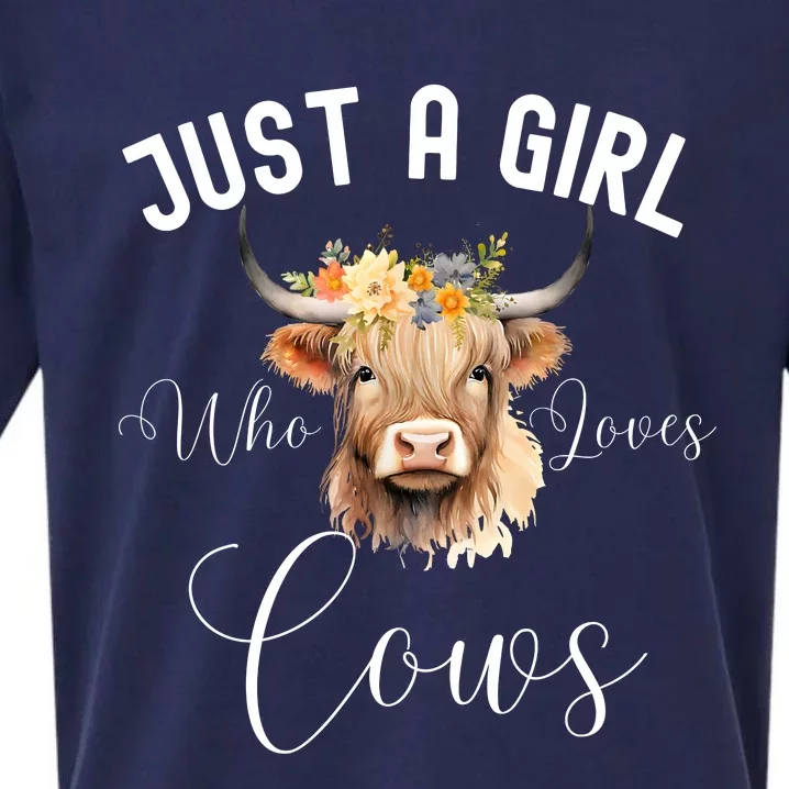 Just A Girl Who Loves Cows Funny Cute Cow For Girls Women Sueded Cloud Jersey T-Shirt