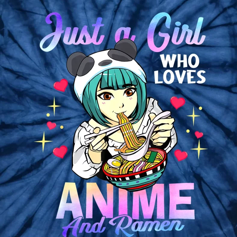 Just A Girl Who Loves Anime And Ramen Bowl Panda Girl Teen Tie-Dye T-Shirt