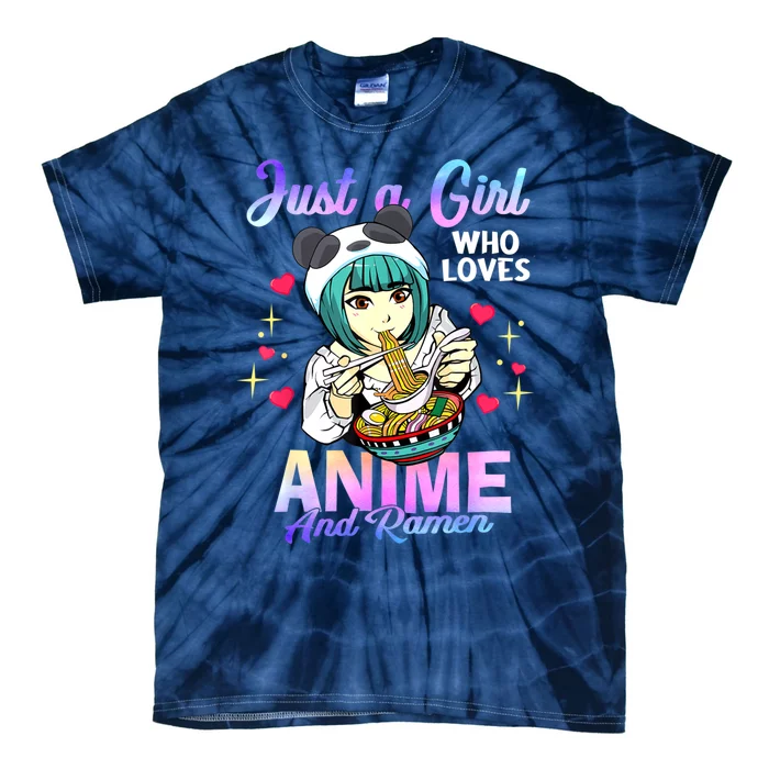 Just A Girl Who Loves Anime And Ramen Bowl Panda Girl Teen Tie-Dye T-Shirt