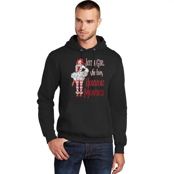 Just A Girl Who Loves Horror Movies Clown Halloween Hoodie