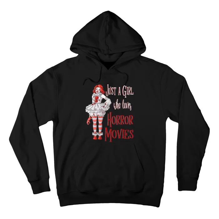 Just A Girl Who Loves Horror Movies Clown Halloween Hoodie