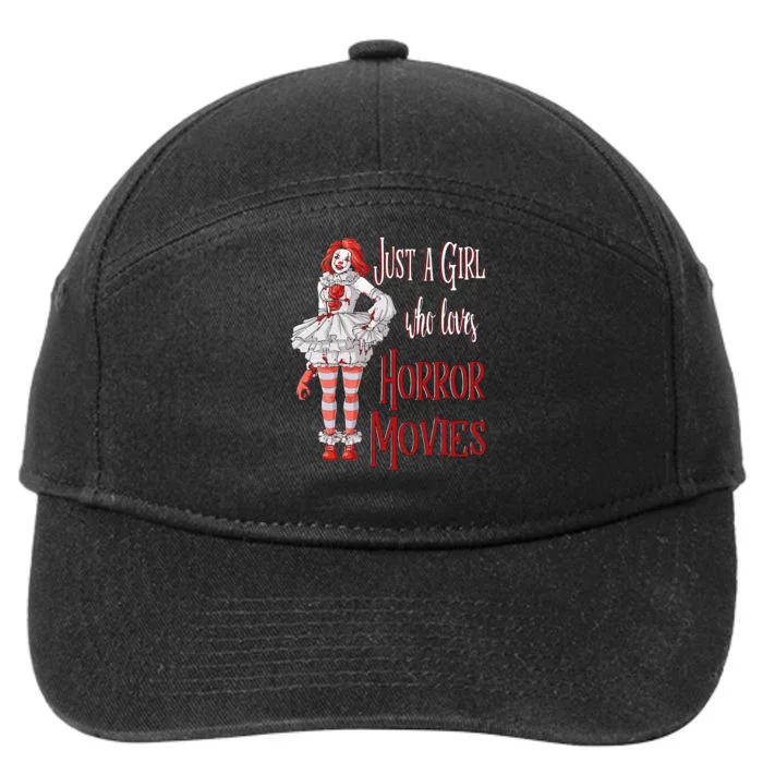 Just A Girl Who Loves Horror Movies Clown Halloween 7-Panel Snapback Hat