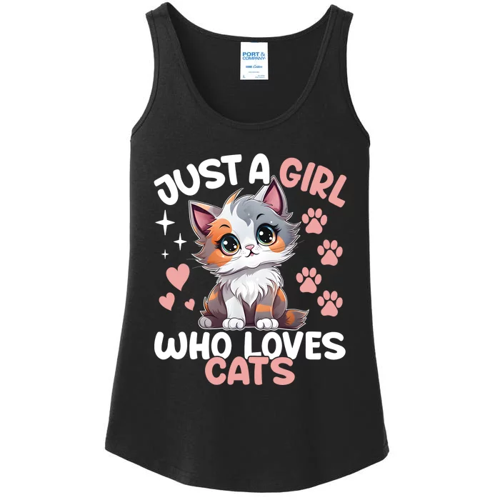 Just A Girl Who Loves Cats Cute Cat Lover Ladies Essential Tank