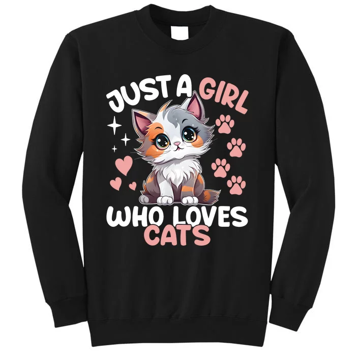 Just A Girl Who Loves Cats Cute Cat Lover Tall Sweatshirt