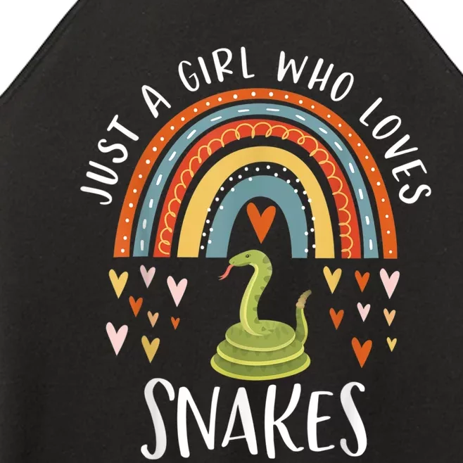 Just A Girl Who Loves Snakes Rainbow Gifts For Snake Lover Women’s Perfect Tri Rocker Tank