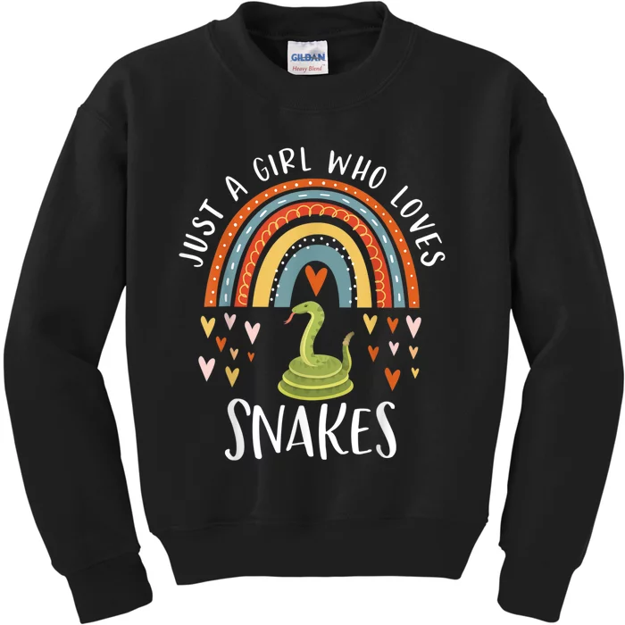 Just A Girl Who Loves Snakes Rainbow Gifts For Snake Lover Kids Sweatshirt