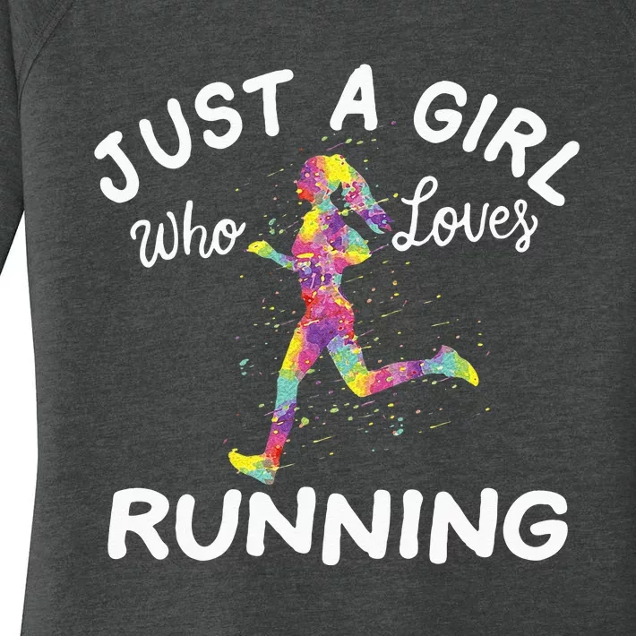 Just A Girl Who Loves Running Women's Perfect Tri Tunic Long Sleeve Shirt