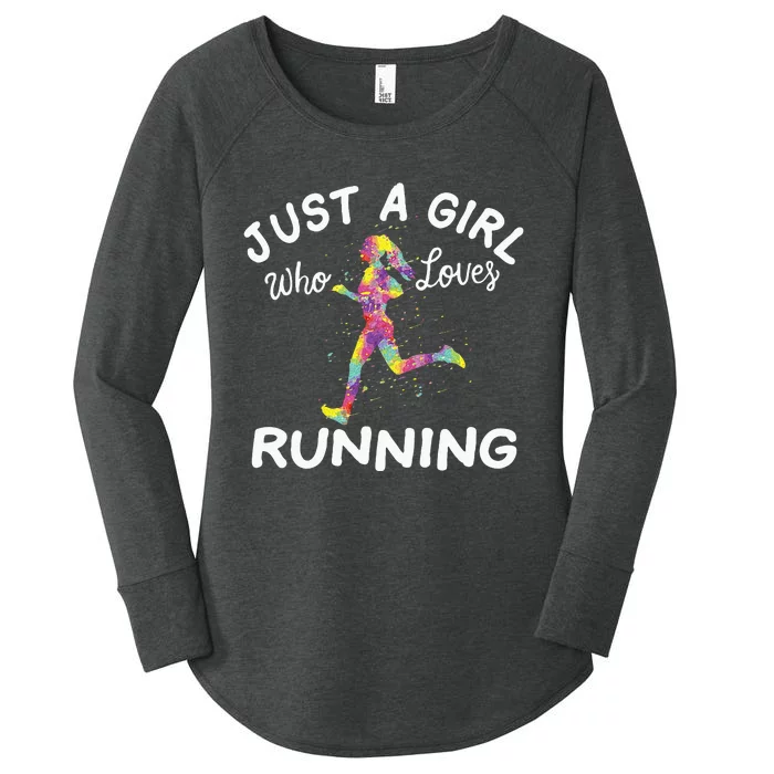 Just A Girl Who Loves Running Women's Perfect Tri Tunic Long Sleeve Shirt