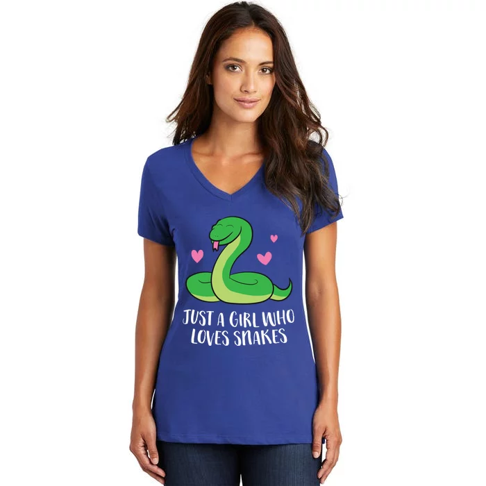 Just A Girl Who Loves Snakes Cute Snake Girl Gift Women's V-Neck T-Shirt