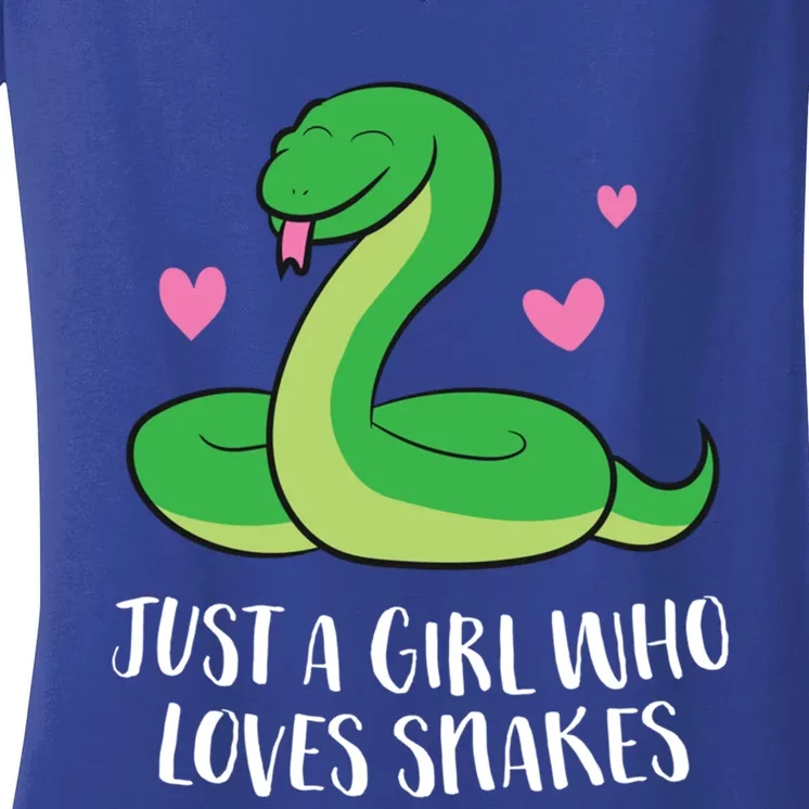 Just A Girl Who Loves Snakes Cute Snake Girl Gift Women's V-Neck T-Shirt