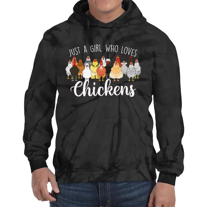 Just A Girl Who Loves Chickens Farm Animal Chicken Tie Dye Hoodie