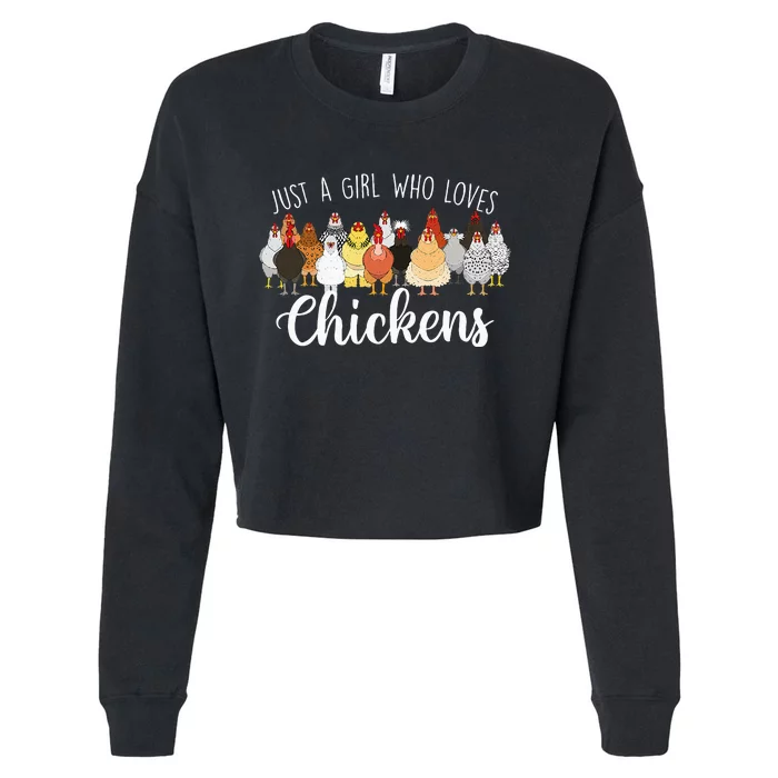 Just A Girl Who Loves Chickens Farm Animal Chicken Cropped Pullover Crew