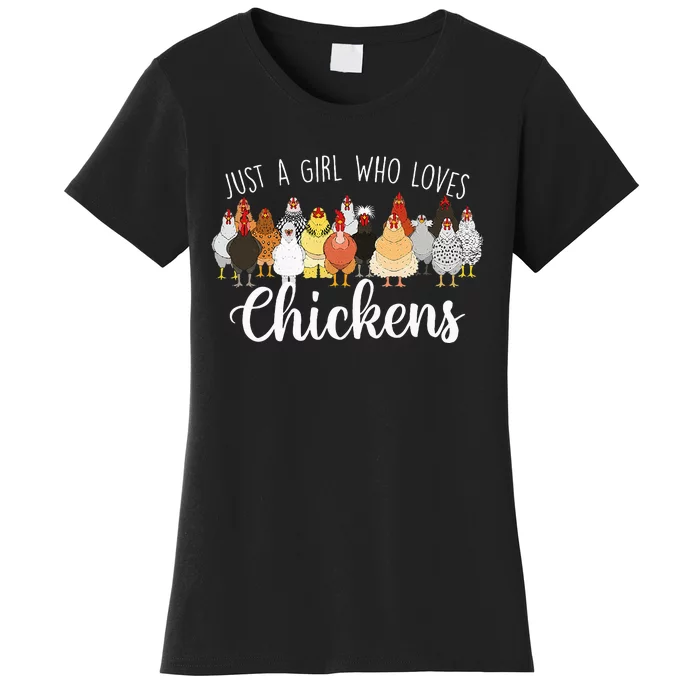 Just A Girl Who Loves Chickens Farm Animal Chicken Women's T-Shirt