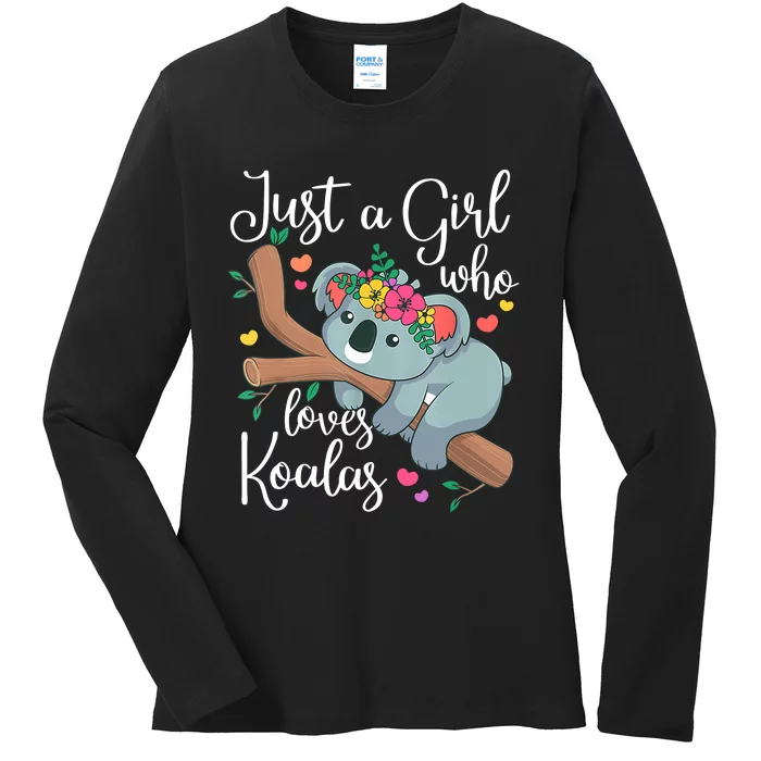 Just A Girl Who Loves Koalas Funny Koala Bear Lovers Outfit Ladies Long Sleeve Shirt