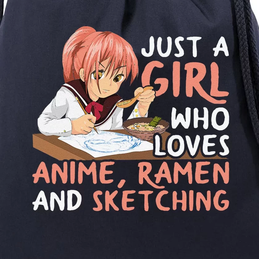 Just A Girl Who Loves Anime Ramen And Sketching Japan Anime Drawstring Bag