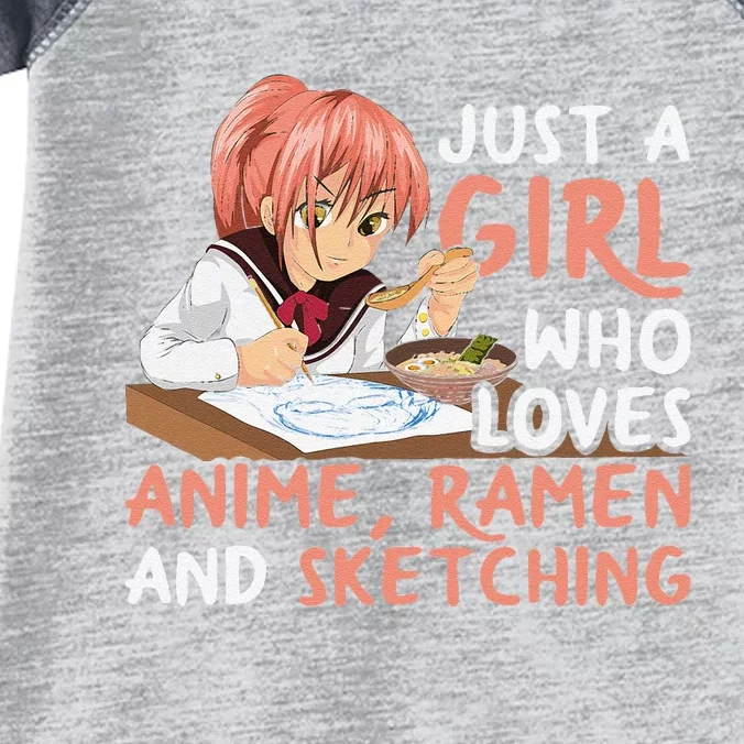 Just A Girl Who Loves Anime Ramen And Sketching Japan Anime Infant Baby Jersey Bodysuit