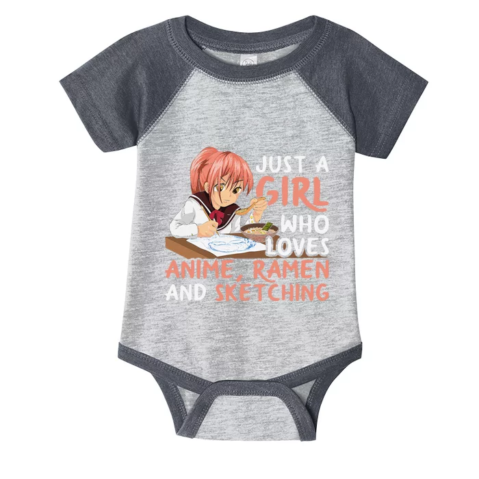 Just A Girl Who Loves Anime Ramen And Sketching Japan Anime Infant Baby Jersey Bodysuit