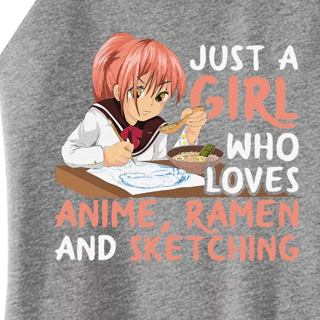 Just A Girl Who Loves Anime Ramen And Sketching Japan Anime Women’s Perfect Tri Rocker Tank