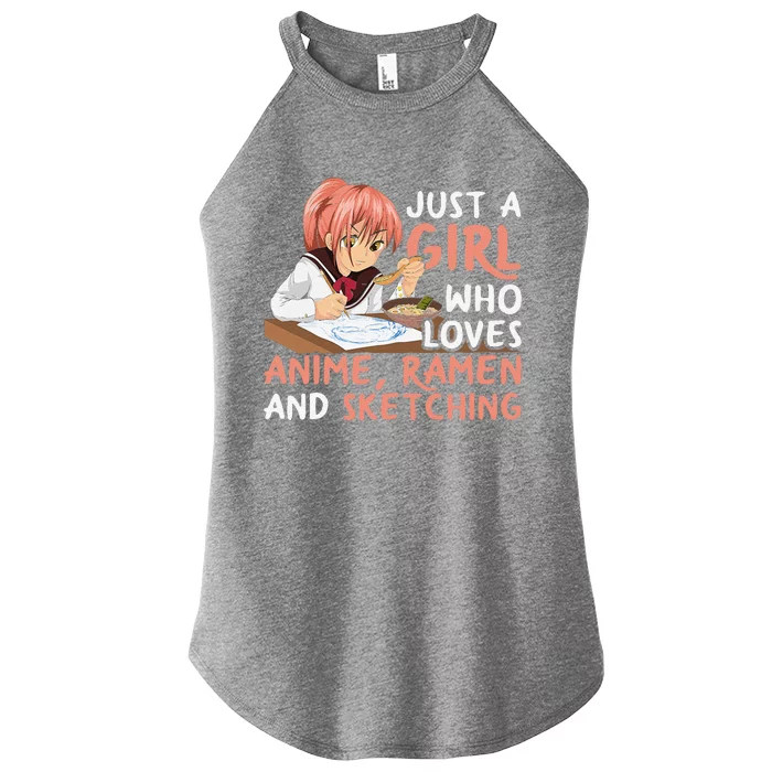 Just A Girl Who Loves Anime Ramen And Sketching Japan Anime Women’s Perfect Tri Rocker Tank