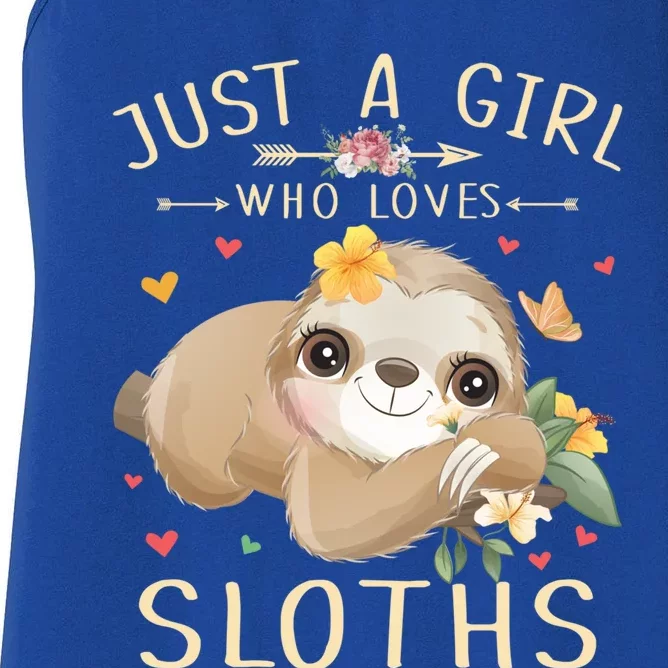 Just A Girl Who Loves Sloths Cute Sloth Lover Girls Gift Women's Racerback Tank