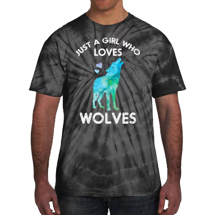 Just A Girl Who Loves Wolves Cute Animal Tie-Dye T-Shirt