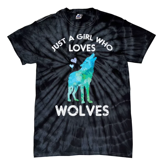 Just A Girl Who Loves Wolves Cute Animal Tie-Dye T-Shirt