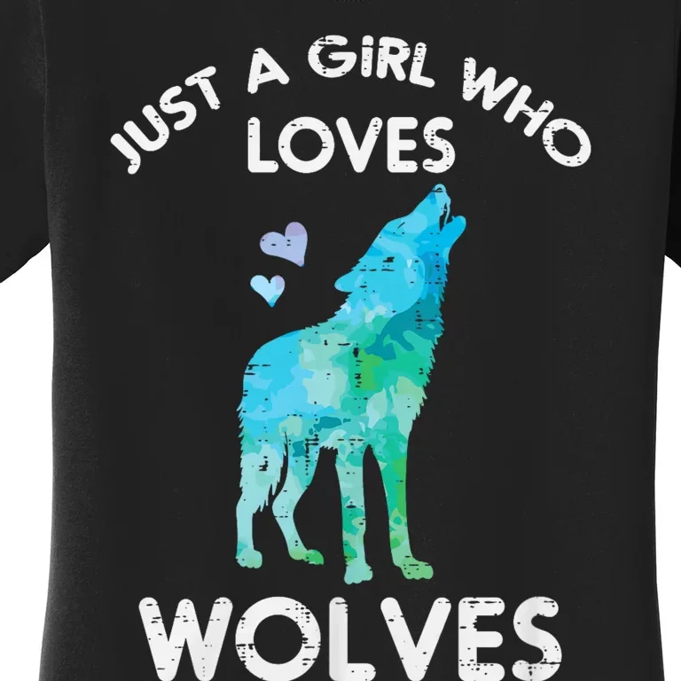 Just A Girl Who Loves Wolves Cute Animal Women's T-Shirt