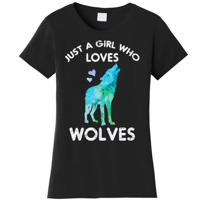 Just A Girl Who Loves Wolves Cute Animal Women's T-Shirt