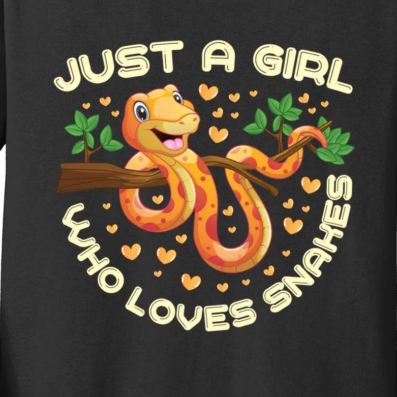 Just A Girl Who Loves Snakes Funny Snake Lover Funny Gift Meaningful Gift Kids Long Sleeve Shirt