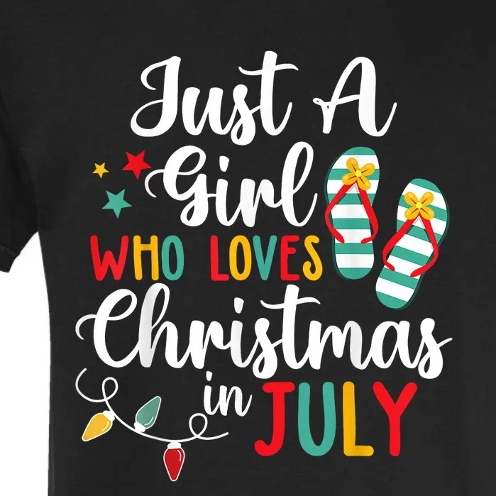 Just A Girl Who Loves Christmas In Jully Summer Beach Women Garment-Dyed Heavyweight T-Shirt