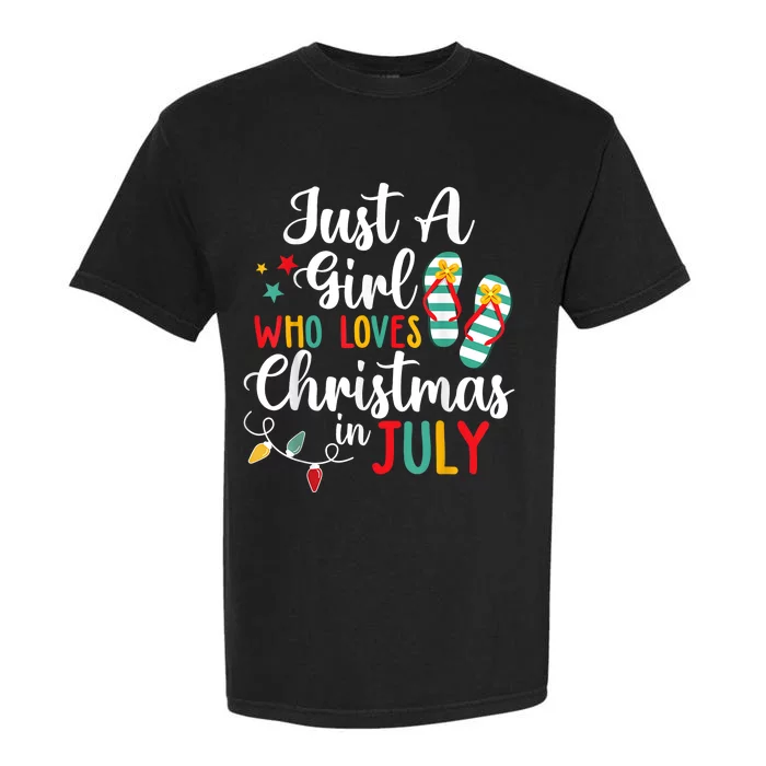 Just A Girl Who Loves Christmas In Jully Summer Beach Women Garment-Dyed Heavyweight T-Shirt