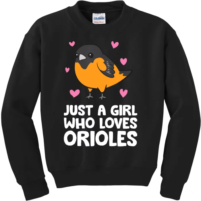 Just A Girl Who Loves Orioles Kids Sweatshirt