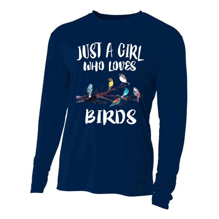 Just A Girl Who Loves Birds Birding Bird Watching Gift Cooling Performance Long Sleeve Crew