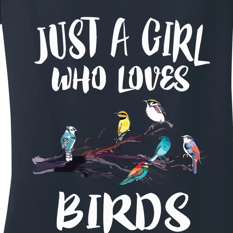 Just A Girl Who Loves Birds Birding Bird Watching Gift Women's V-Neck T-Shirt