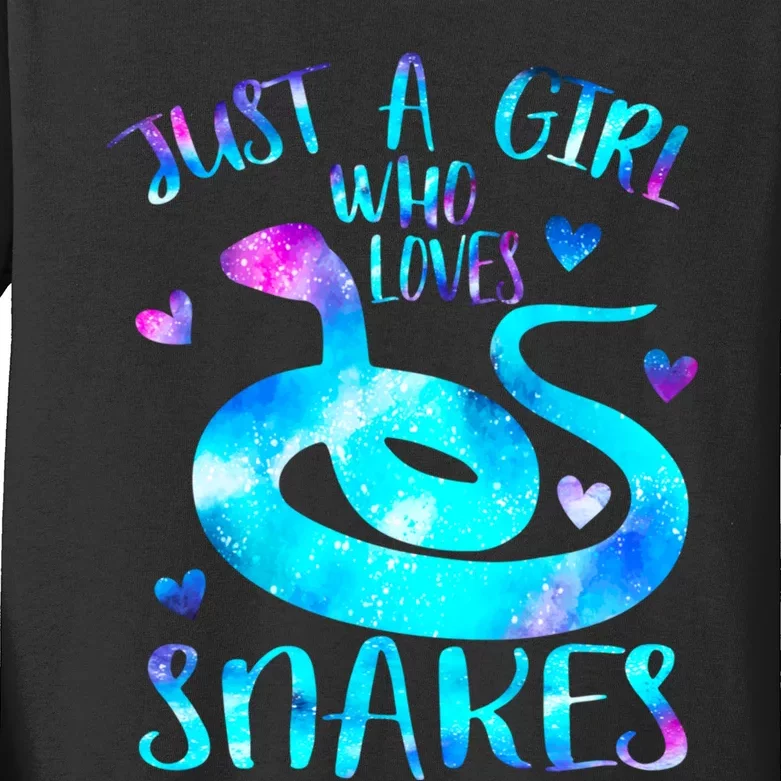 Just A Girl Who Loves Snakes Theme Cute Snake Lover Galaxy Cute Gift Kids Long Sleeve Shirt