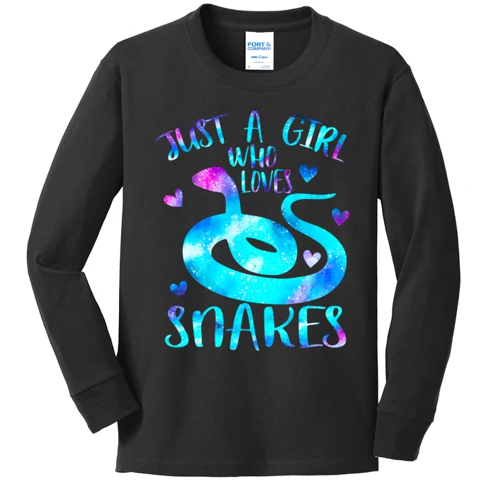 Just A Girl Who Loves Snakes Theme Cute Snake Lover Galaxy Cute Gift Kids Long Sleeve Shirt