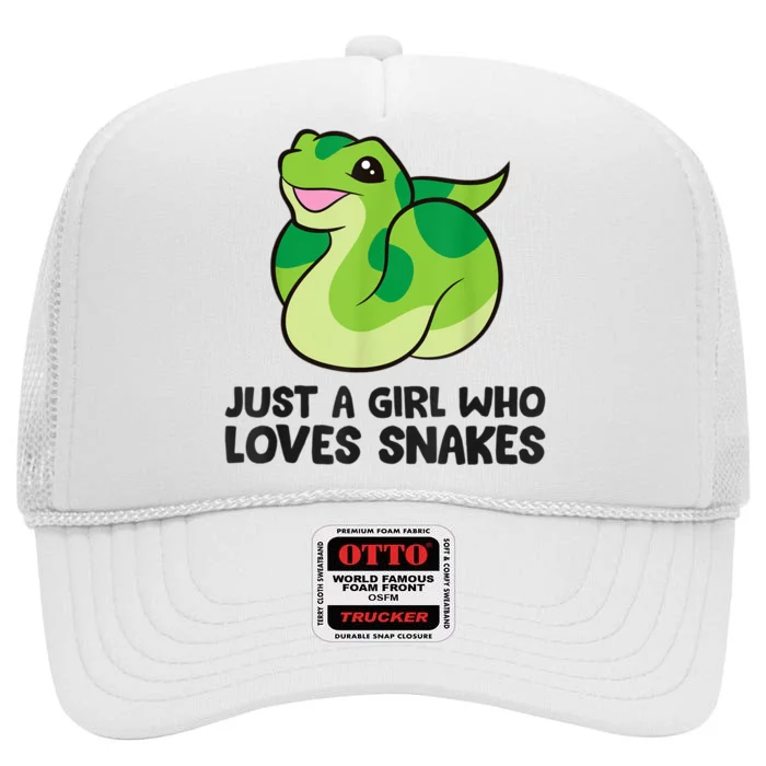 Just A Girl Who Loves Snakes Cute Snake High Crown Mesh Trucker Hat