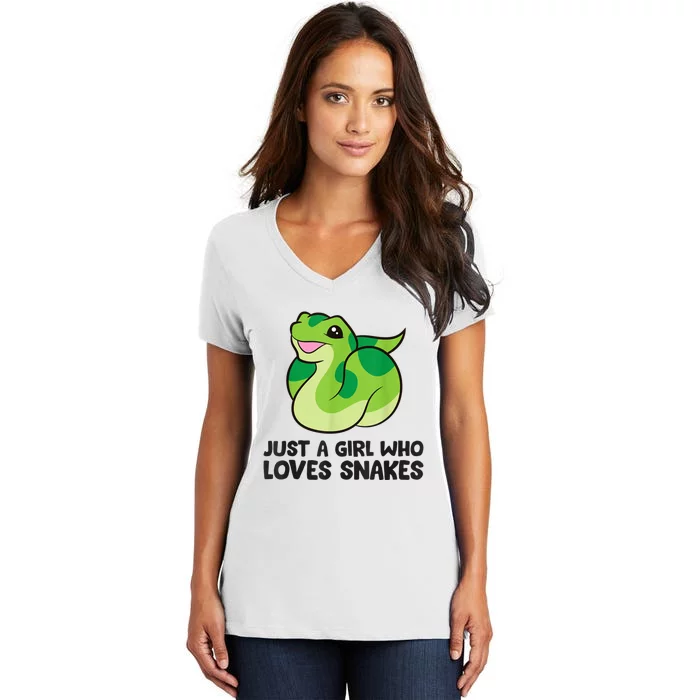 Just A Girl Who Loves Snakes Cute Snake Women's V-Neck T-Shirt