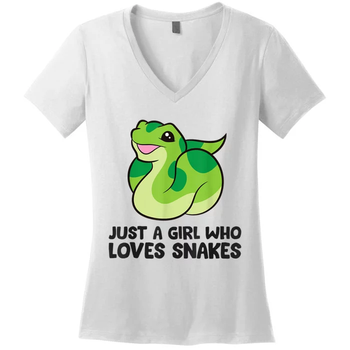 Just A Girl Who Loves Snakes Cute Snake Women's V-Neck T-Shirt