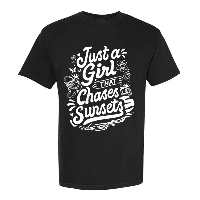 Just A Girl That Chases Sunsets, Photographer Premium Garment-Dyed Heavyweight T-Shirt