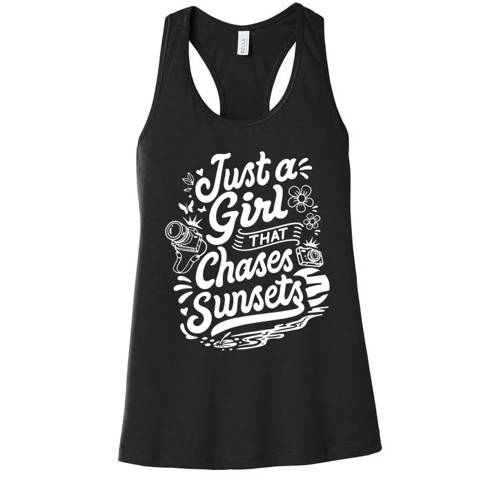 Just A Girl That Chases Sunsets, Photographer Premium Women's Racerback Tank