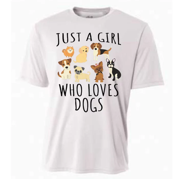 Just A Girl Who Loves Dogs Funny Puppy Cooling Performance Crew T-Shirt