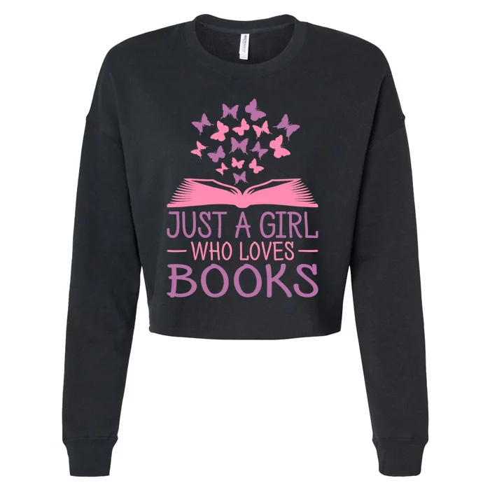 Just A Girl Who Loves Books Lovers Wo Book Worm Reading Cropped Pullover Crew