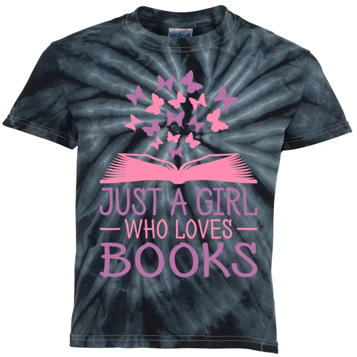 Just A Girl Who Loves Books Lovers Wo Book Worm Reading Kids Tie-Dye T-Shirt