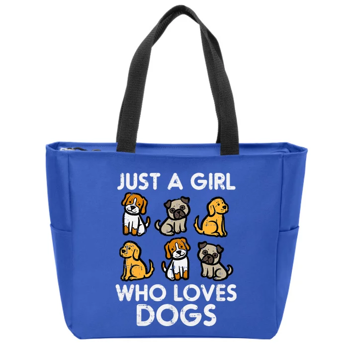 Just A Girl Who Loves Dogs Cute Pet Dog Zip Tote Bag