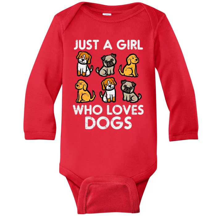 Just A Girl Who Loves Dogs Cute Pet Dog Baby Long Sleeve Bodysuit