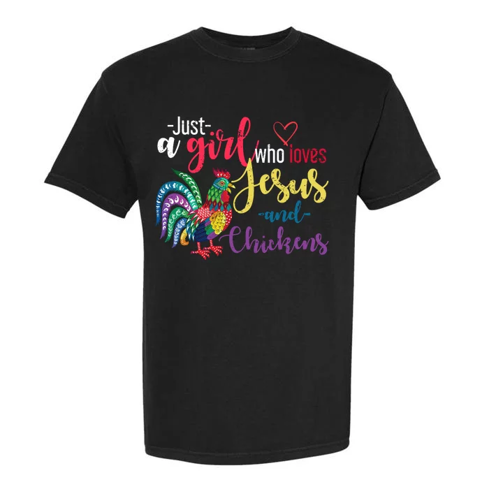 Just A Girl Wo Loves Jesus And Chickens Jesus Garment-Dyed Heavyweight T-Shirt